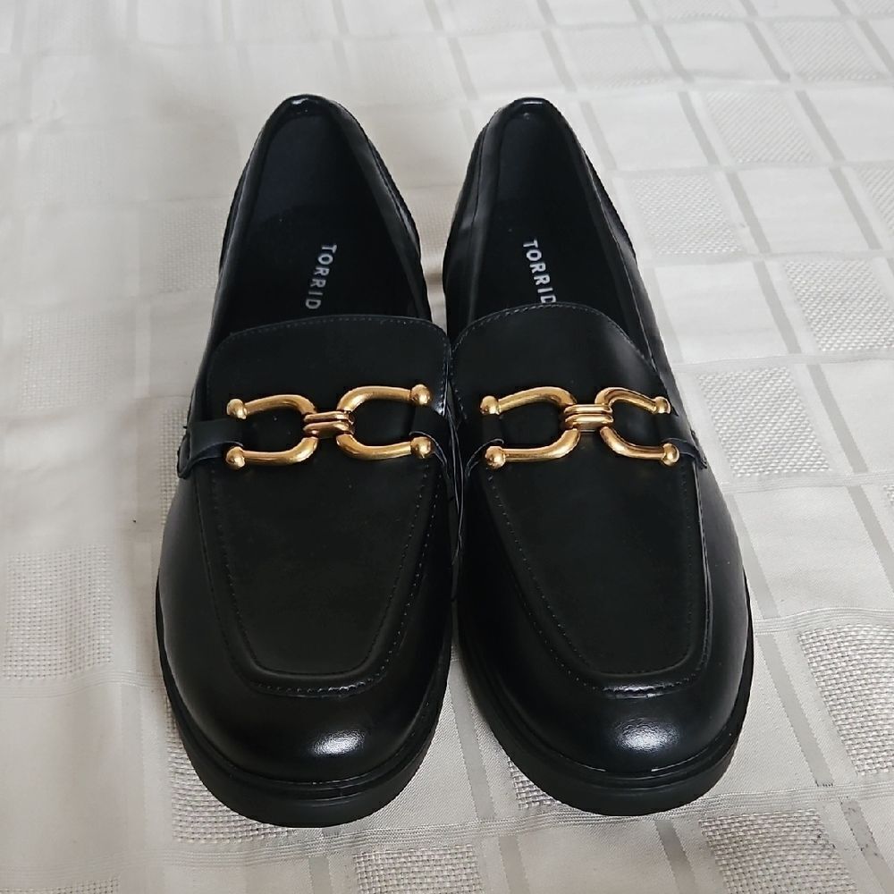 Torrid Women's Black Loafers with Gold Accent
